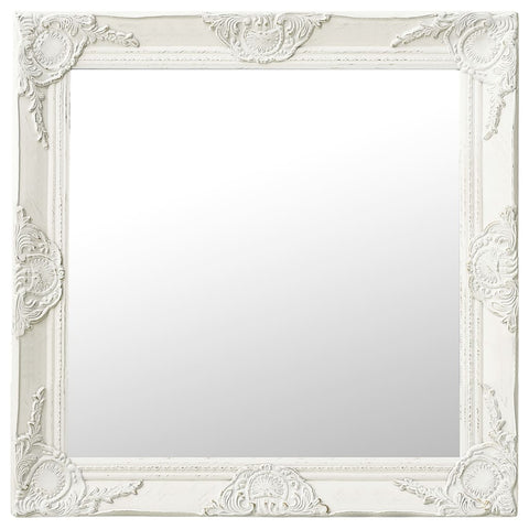 ZNTS Wall Mirror Baroque Style 60x60 cm White 320332