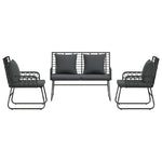 Garden Dining Set 3 pcs Black and Anthracite Poly rattan, steel 42010352