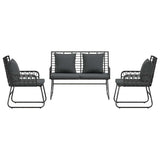 Garden Dining Set 3 pcs Black and Anthracite Poly rattan, steel 42010352