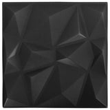3D Wall Panels 12 pcs 50x50 cm Diamond Black 3 m 340587
