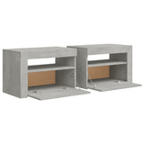 ZNTS Bedside Cabinets 2 pcs with LEDs Concrete Grey 60x35x40 cm 3080738