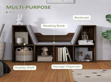 Bookcase Storage Shelf with Cushioned Reading Seat, Cube Bookshelf Organizer for Bedroom Living T3398P328329