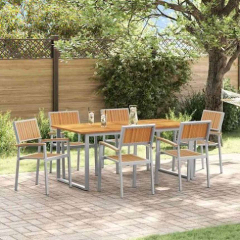 Garden Dining Set 7 pcs Grey and brown 180 x 90 x 75 cm 3284356