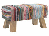 Bench 60 x 30 x 45 cm Real Leather Multicolour 42042110