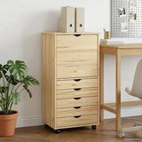 Rolling Cabinet Brown 53 x 39 x 103 cm Solid Pine Wood 42032395