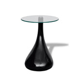 Coffee Table High-Gloss Black Fiberglass and Tempered Glass Small 240321