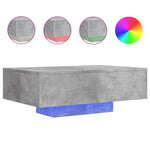 ZNTS Coffee Table with LED Lights Concrete Grey 85x55x31 cm 836612