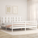 Bed Frame without Mattress White 200x200 cm Solid Wood 3194137