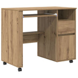 Desk with Wheels Artisan Oak 91 x 50 x 77 cm Engineered Wood 869537
