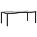 Garden Table Black 190x90x75 cm Tempered Glass and Poly Rattan 316712