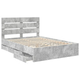 Bed Frame with Drawer Concrete Grey 140 x 190 cm Engineer Wood 3411835