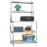 ZNTS 5-Layer Work Table with Shelves Silver Steel&Engineered Wood 152875