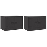 TV Cabinets 2pcs Black 67x39x44 cm Steel 841632