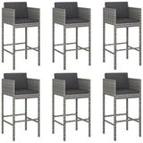 7 Piece Garden Bar Set with Cushions Grey Poly Rattan 3203928