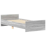 Bed Frame without Mattress Grey Sonoma 75x190 cm Small Single Engineered Wood 835951