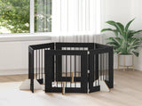 Foldable Dog Gate with Stands 6 pcs Black Oak 362 cm 892103