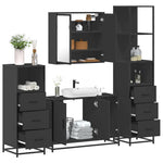 ZNTS 4 Piece Bathroom Furniture Set Black Engineered Wood 3301250