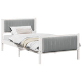 Bed frame White and light grey 100 x 200 cm Solid pine wood 878493
