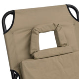Folding Sun Lounger Taupe Oxford Fabric&Powder-coated Steel 360179