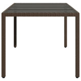 Garden Table with Glass Top Brown 190x90x75 cm Poly Rattan 365540