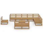 ZNTS 11 Piece Garden Lounge Set Honey Brown Solid Pinewood 3075822