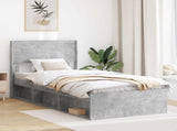 Bed Frame with Storage and Headboard Concrete Grey 75 x 190 cm 3414270