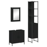 ZNTS 3 Piece Bathroom Furniture Set Black Engineered Wood 3214800