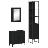 ZNTS 3 Piece Bathroom Furniture Set Black Engineered Wood 3214800