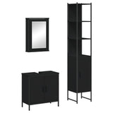 3 Piece Bathroom Furniture Set Black Engineered Wood 3214800