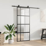 Sliding Door with Hardware Set Black 90x205 cm Tempered Glass 3375899