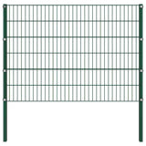 Fence Panel with Posts Iron 1730x120 cm Green 278670