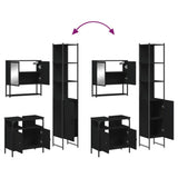 3 Piece Bathroom Furniture Set Black Engineered Wood 3214675