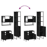 ZNTS 3 Piece Bathroom Furniture Set Black Engineered Wood 3214675