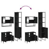 ZNTS 3 Piece Bathroom Furniture Set Black Engineered Wood 3214675