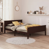 Bed Frame without Mattress Dark Brown Solid Wood Pine 120x200 cm 322197