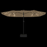 Double-Head Garden Parasol with LEDs Taupe 449x265 cm 362956