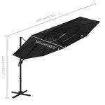 4-Tier Garden Parasol with Aluminium Pole Black 3x3 m 313834
