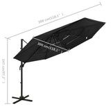 4-Tier Garden Parasol with Aluminium Pole Black 3x3 m 313834