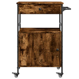 Kitchen Trolley Smoked Oak 56x43x89.5 cm Engineered Wood 842393