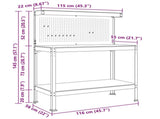 Workbench Black 114 x 54 x 145 cm Engineered Wood and Metal 42020127