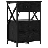 Bedside Cabinet Black Oak 40 x 31 x 60 cm Engineered Wood 859460