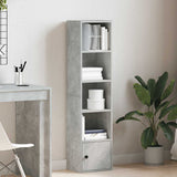Bookcase Concrete Grey 31x24x127 cm Engineered Wood 860349
