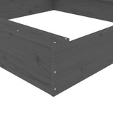 Sandbox with Seats Grey Square Solid Wood Pine 825032
