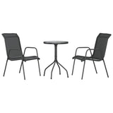 Garden Dining Set Black, Anthracite Steel, Textilene, Glass 3203728