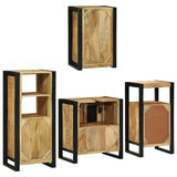 Bathroom Furniture Set with Shelf 4 pcs Brown Solid Mango Wood 3305694