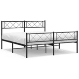 Metal Bed Frame without Mattress with Footboard Black 160x200cm 372298