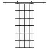 Sliding Door with Hardware Set Black 90x205 cm ESG Glass 3375854