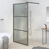 Walk-in Shower Wall 100x195cm Dark ESG Glass Black 151891
