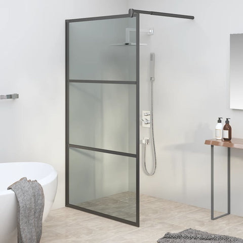 Walk-in Shower Wall 115x195cm Dark ESG Glass Black 151892