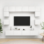 8 Piece TV Cabinet Set White Engineered Wood 3078692